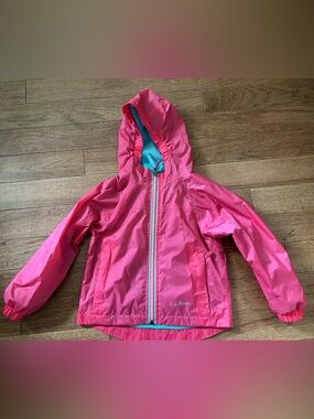L.L. Bean Girls' Pink Hooded Lightweight Rain Jacket size 4